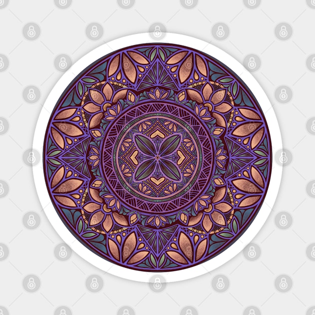 Floral Star Pacific Mandala Magnet by AprilAppleArt